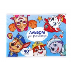 Альбом для рисования А4, 40 листов 100 г/м², на скрепке, «Щенячий патруль»