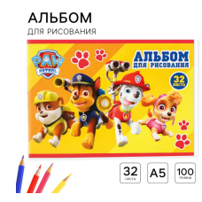 Альбом для рисования А5, 32 листа 100 г/м², на скрепке "Щенячий патруль"
