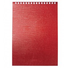 Блокнот А5 (146х205 мм.) 80 л., гребень, бумвинил, клетка, Hatber, METALLIC Красный