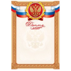 Диплом классический "Российская символика", золотая рамка, 21х29,7 см.