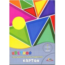 Набор цветного картона двустороннего А 4 7 листов, 7 цветов мелованного "Цветные треугольники"