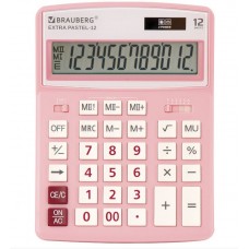 Калькулятор настольный Brauberg EXTRA PASTEL-12-PK (206x155 мм.), 12 разрядов, двойное питание розовый