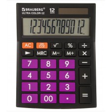 Калькулятор настольный Brauberg ULTRA COLOR-12-BKPR (192x143 мм.), 12 разрядов, двойное питание черный