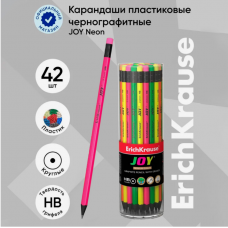 Карандаш чернографитный Erich Krause 1 шт. "JOY" HB с резинкой пластик корпус ассорти заточенный
