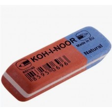 Ластик комбинированный Koh-I-Noor 6521/40, 57x19,5x8 мм., красно-синий, прямоугольный, скошенные края