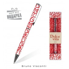 Ручка футляр поворотная "Dolce vita.Сердечки.Фантазия" корпус металл рисунок кар BRUNO VISCONTI 20-