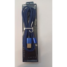 Кабель Lightning - USB, 2.1 А, оплётка нейлон, 2 метра, синий