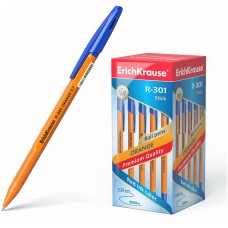 Ручка шариковая ErichKrause R-301 Orange Stick, узел 0.7 мм, чернила синие, длина линии письма 2000 метров